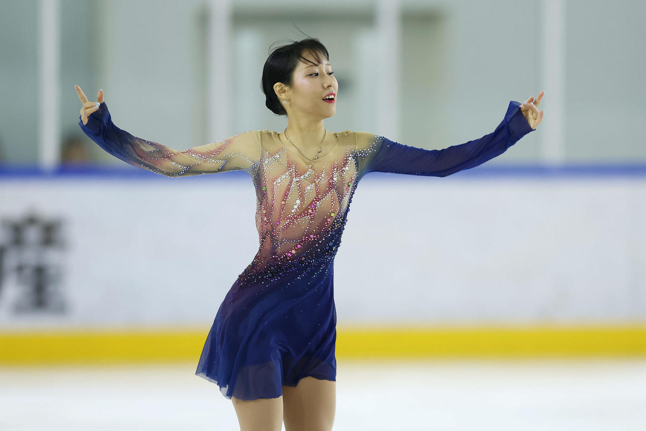 女子フリーで演技する三原（撮影・前田充）