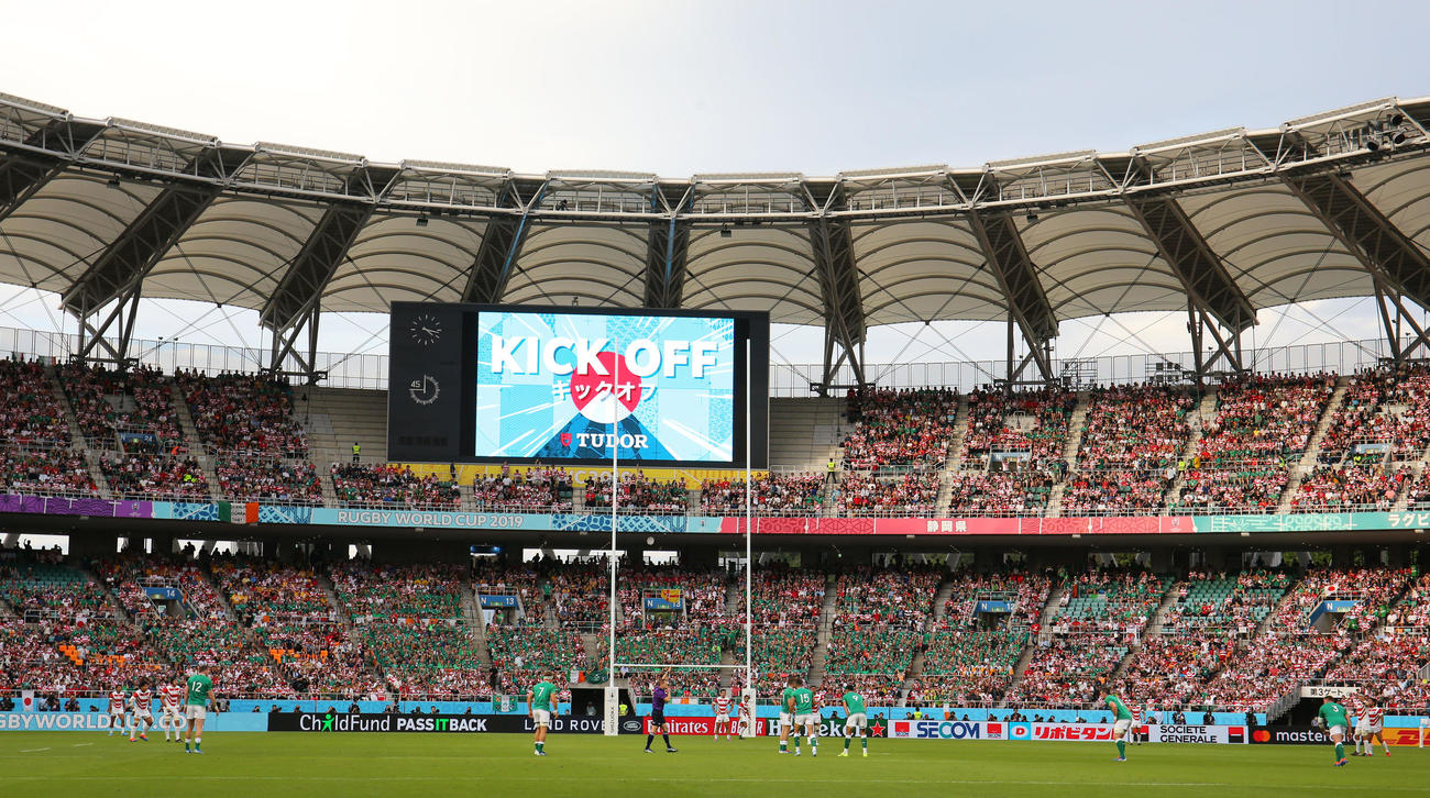 ラグビーW杯日本大会での日本対アイルランドが行われたエコパスタジアム（19年９月）
