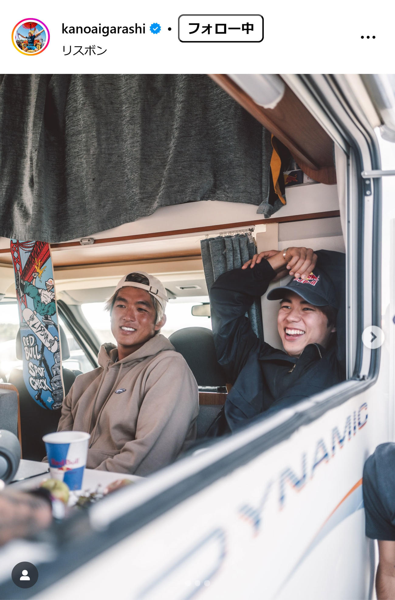 五十嵐カノアのインスタグラムから