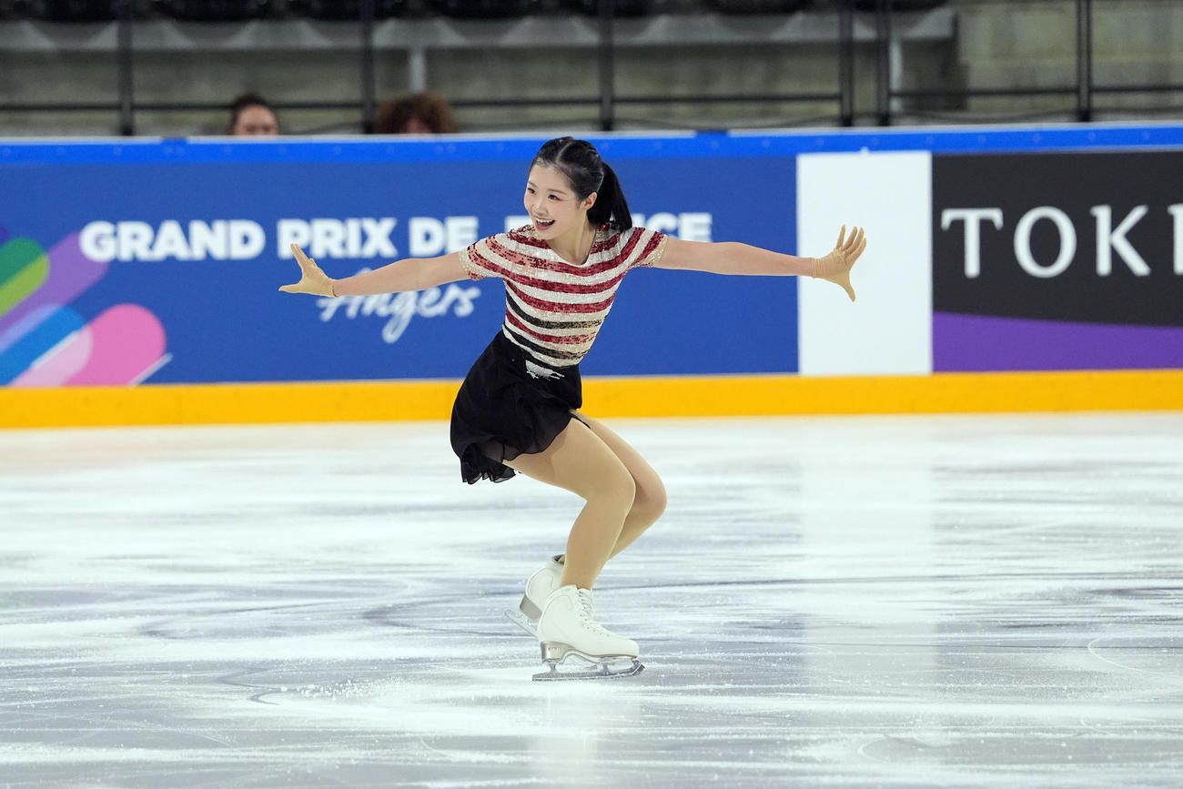 女子SPで演技する中井亜美（撮影　パオロ・ヌッチ）