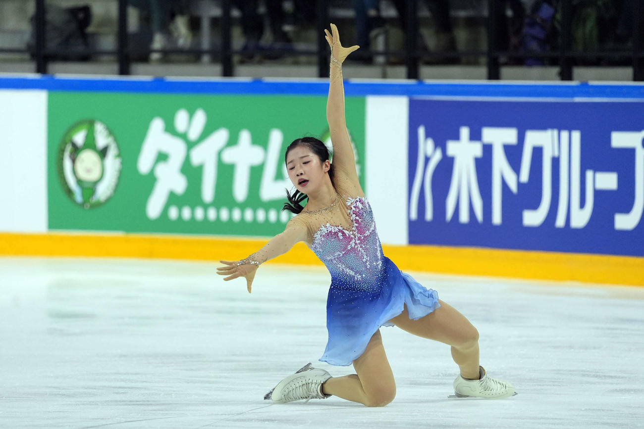 フリーの演技を披露する中井亜美（撮影・パオロ　ヌッチ）
