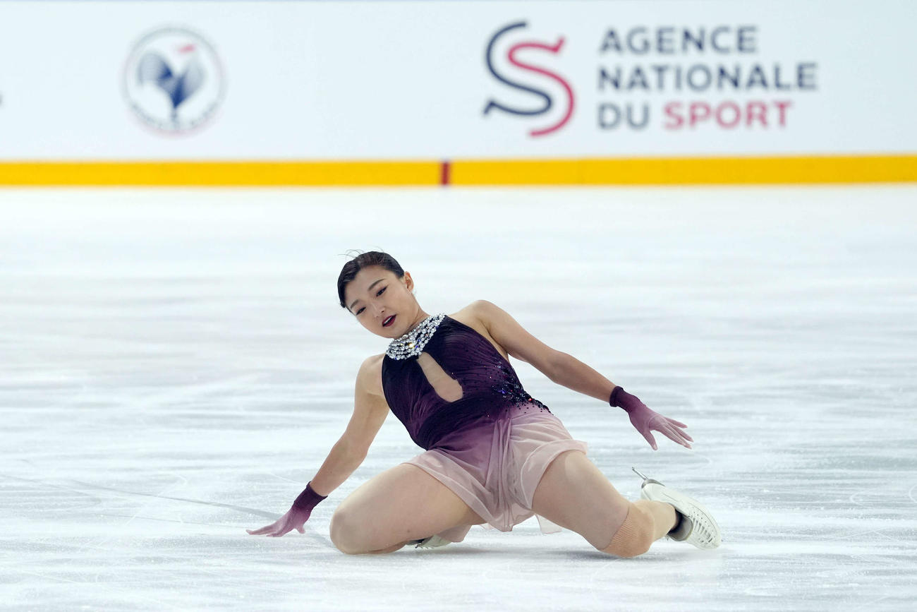 フリーの演技を披露する坂本花織（撮影・パオロ　ヌッチ）