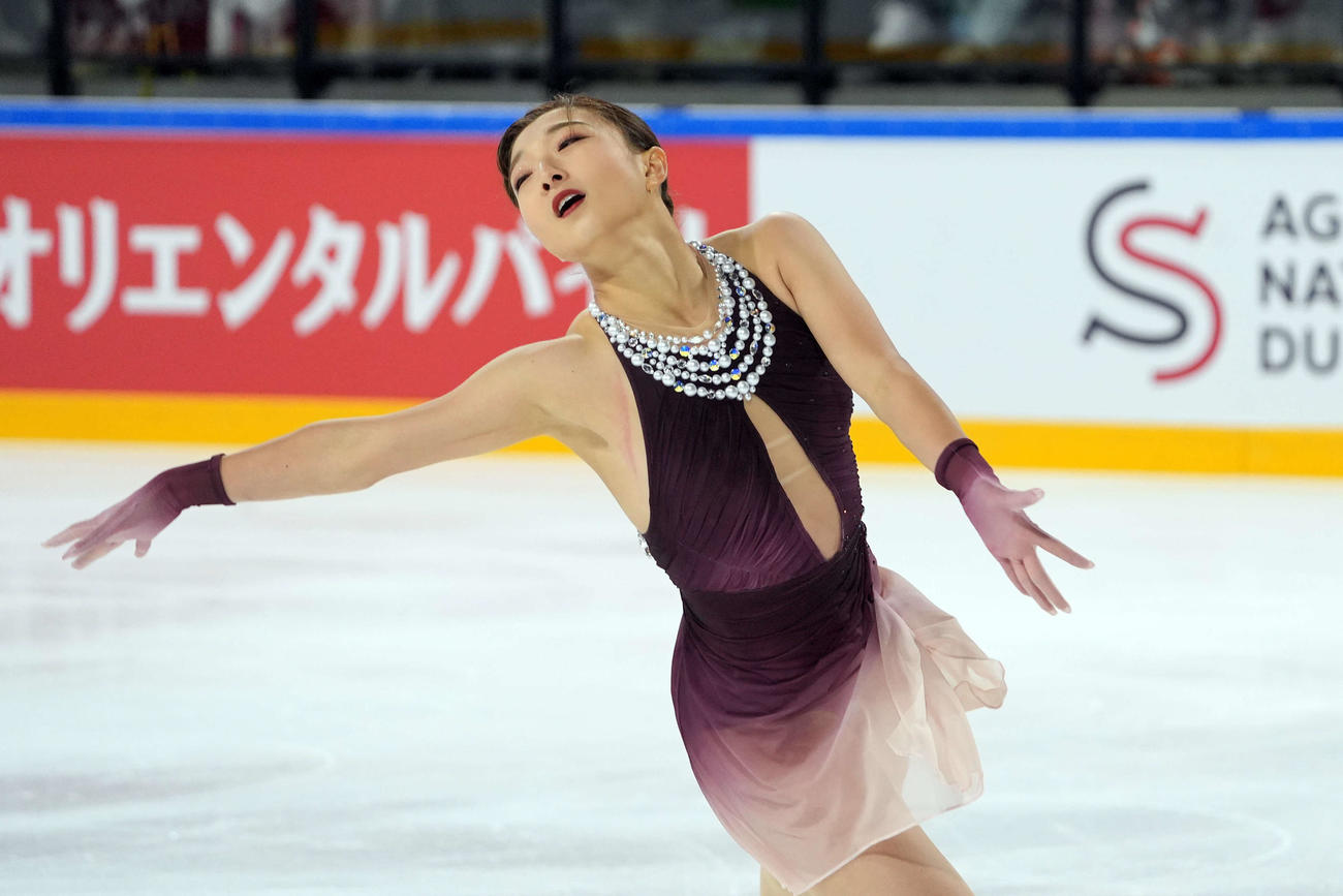 フリーの演技を披露する坂本花織（撮影・パオロ　ヌッチ）