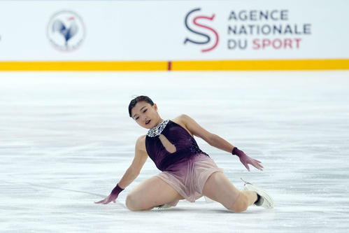 フリーの演技を披露する坂本花織（撮影・パオロ　ヌッチ）