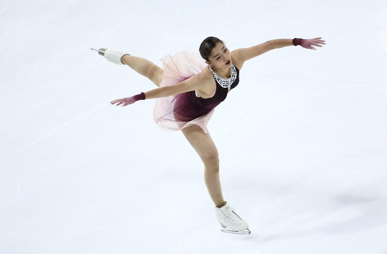 フリーの演技を披露する坂本花織（ロイター）