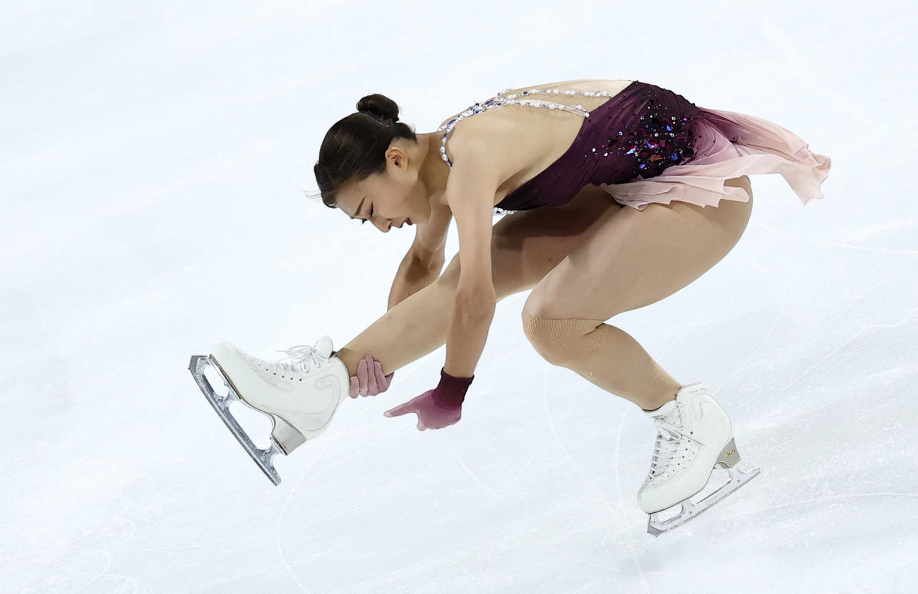 フリーの演技を披露する坂本花織（ロイター）