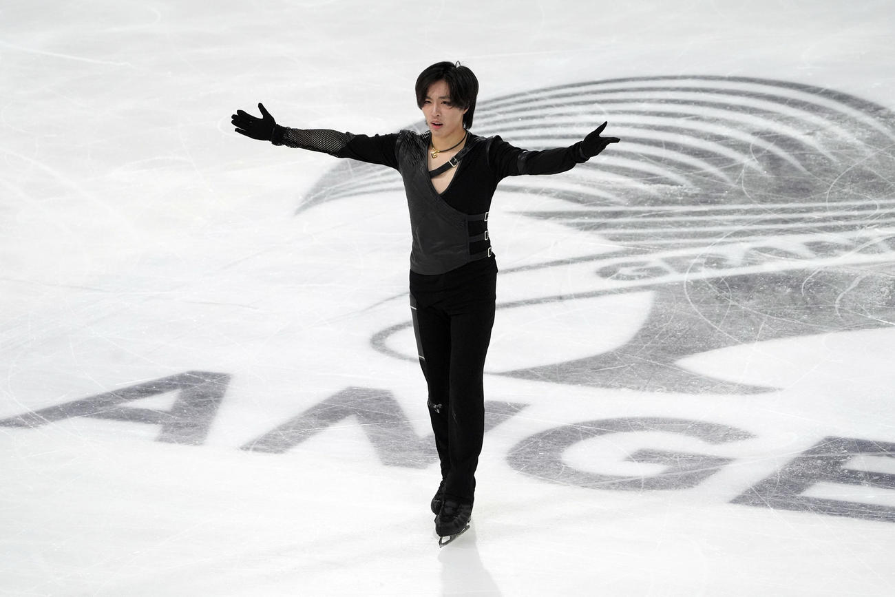 GPシリーズ第1戦フランス大会、男子SPで3位発進となった三浦佳生（撮影・パオロ　ヌッチ）