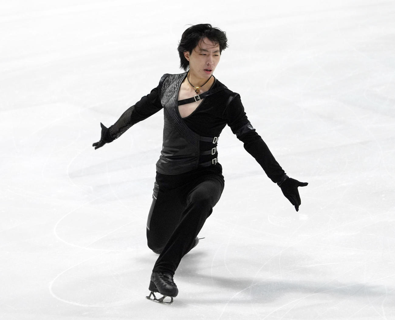 GPシリーズ第1戦フランス大会、男子SPで3位発進となった三浦佳生（撮影・パオロ　ヌッチ）