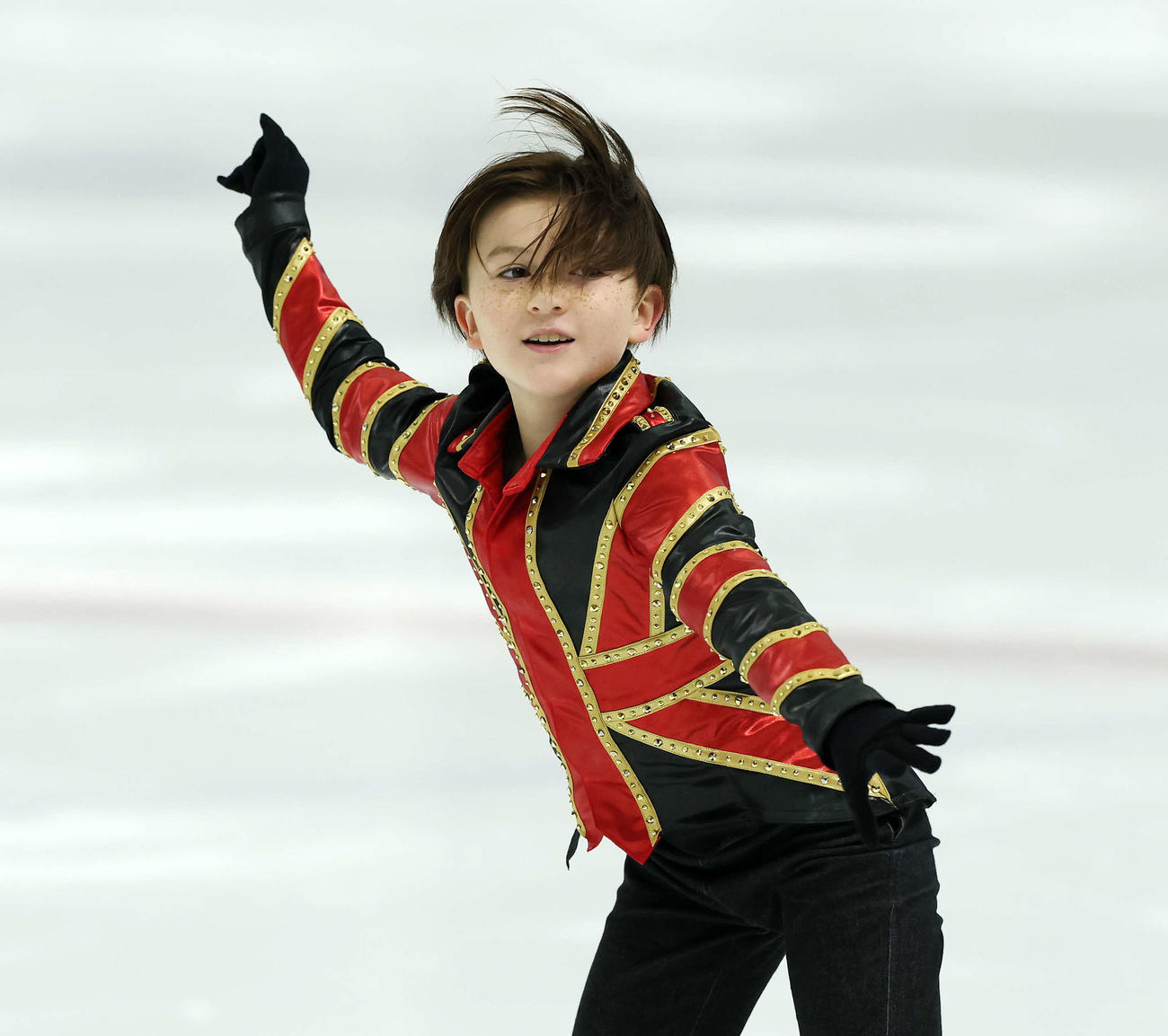 全日本ノービス選手権ノービスB男子で華麗な演技を披露する中田序珠亜（撮影・宮地輝）