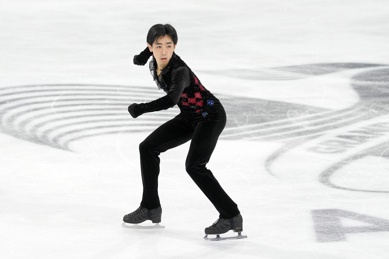 男子フリーの演技をする壷井達也（撮影・パオロ　ヌッチ）