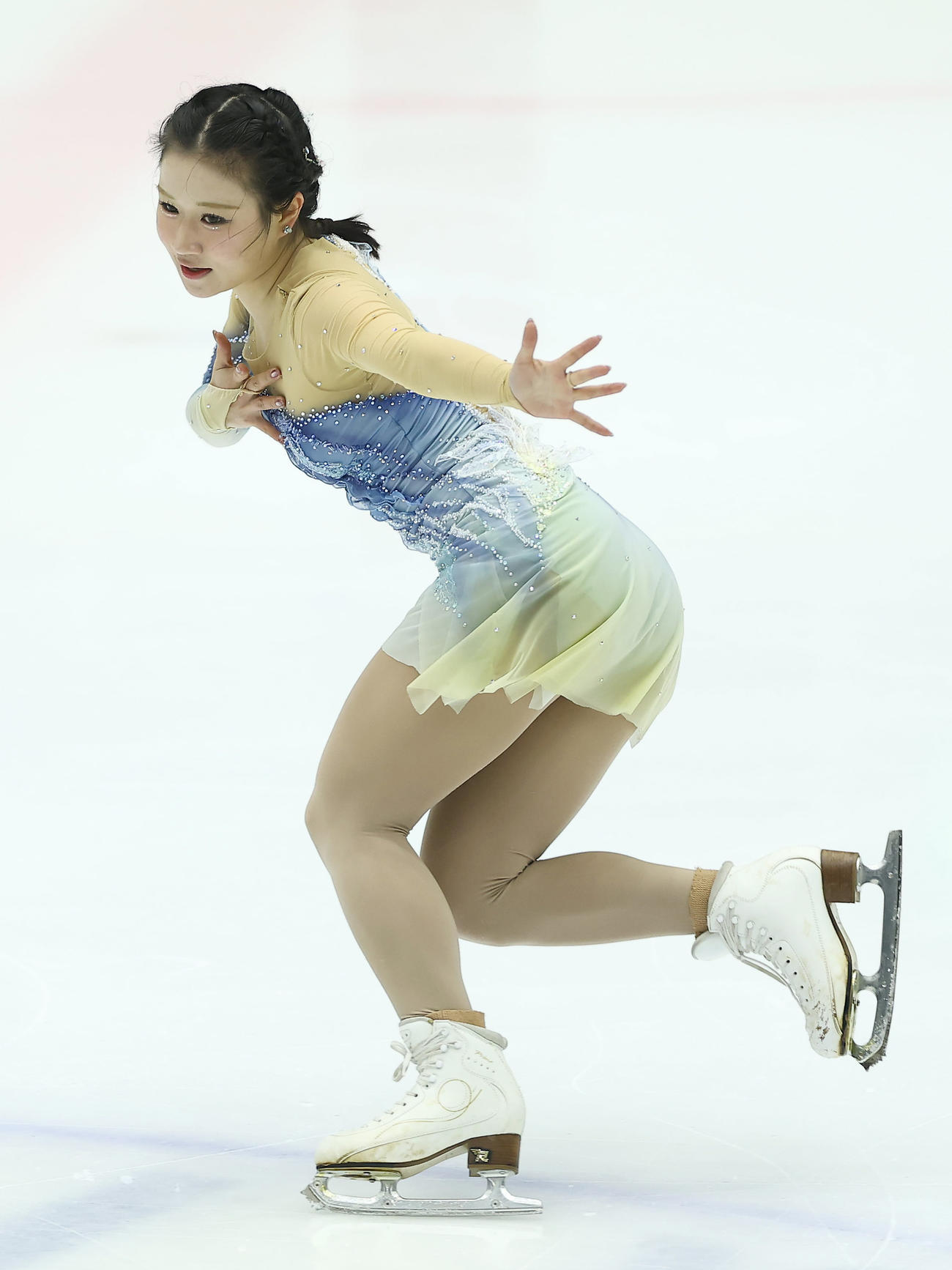 女子フリーで演技する河辺（撮影・前田充）