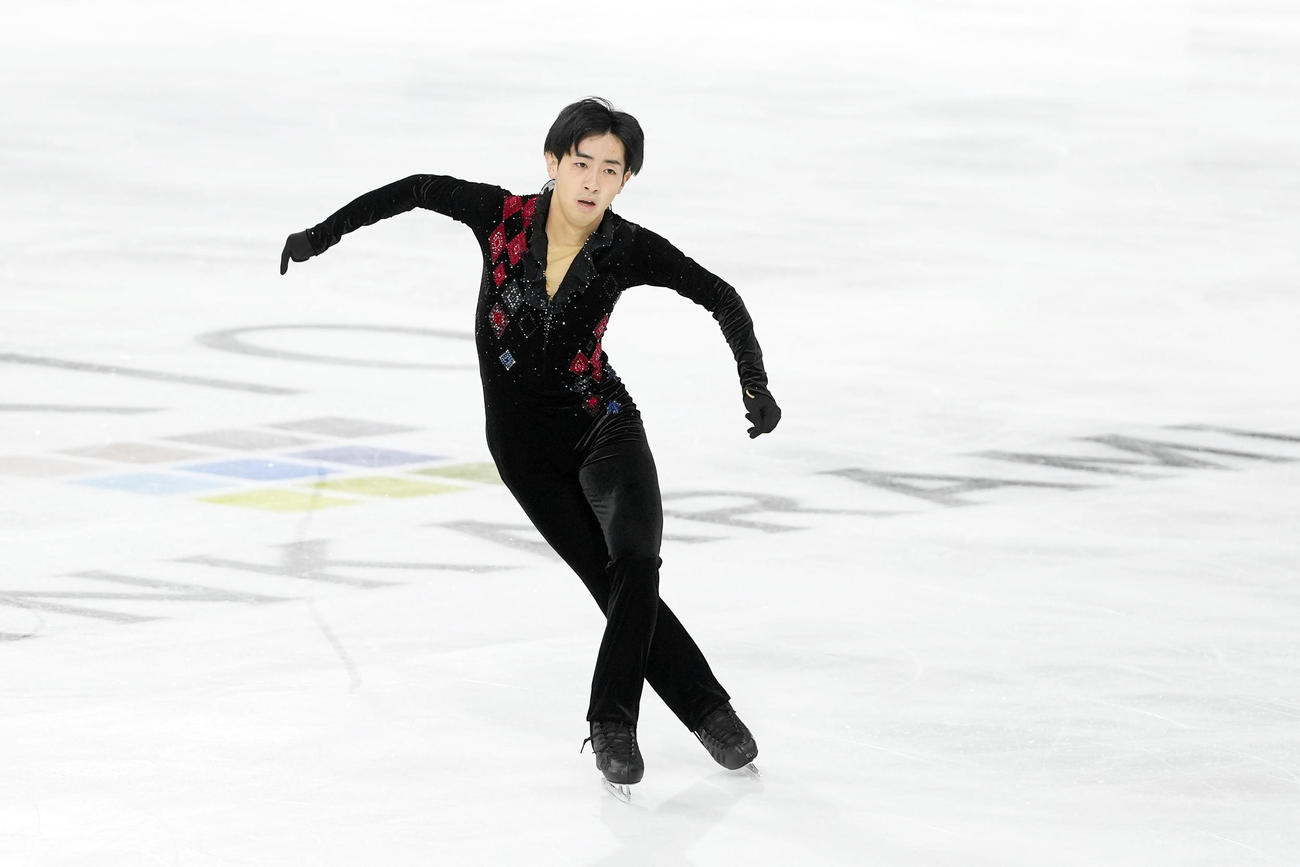 男子フリーの演技をする壷井達也（撮影・パオロ　ヌッチ）