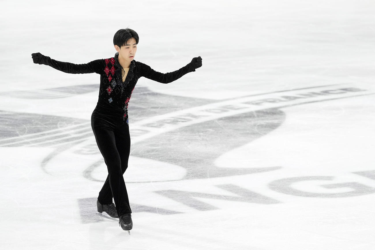 男子フリーの演技をする壷井達也（撮影・パオロ　ヌッチ）