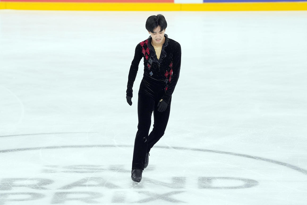 男子フリーの演技を終える壷井達也（撮影・パオロ　ヌッチ）