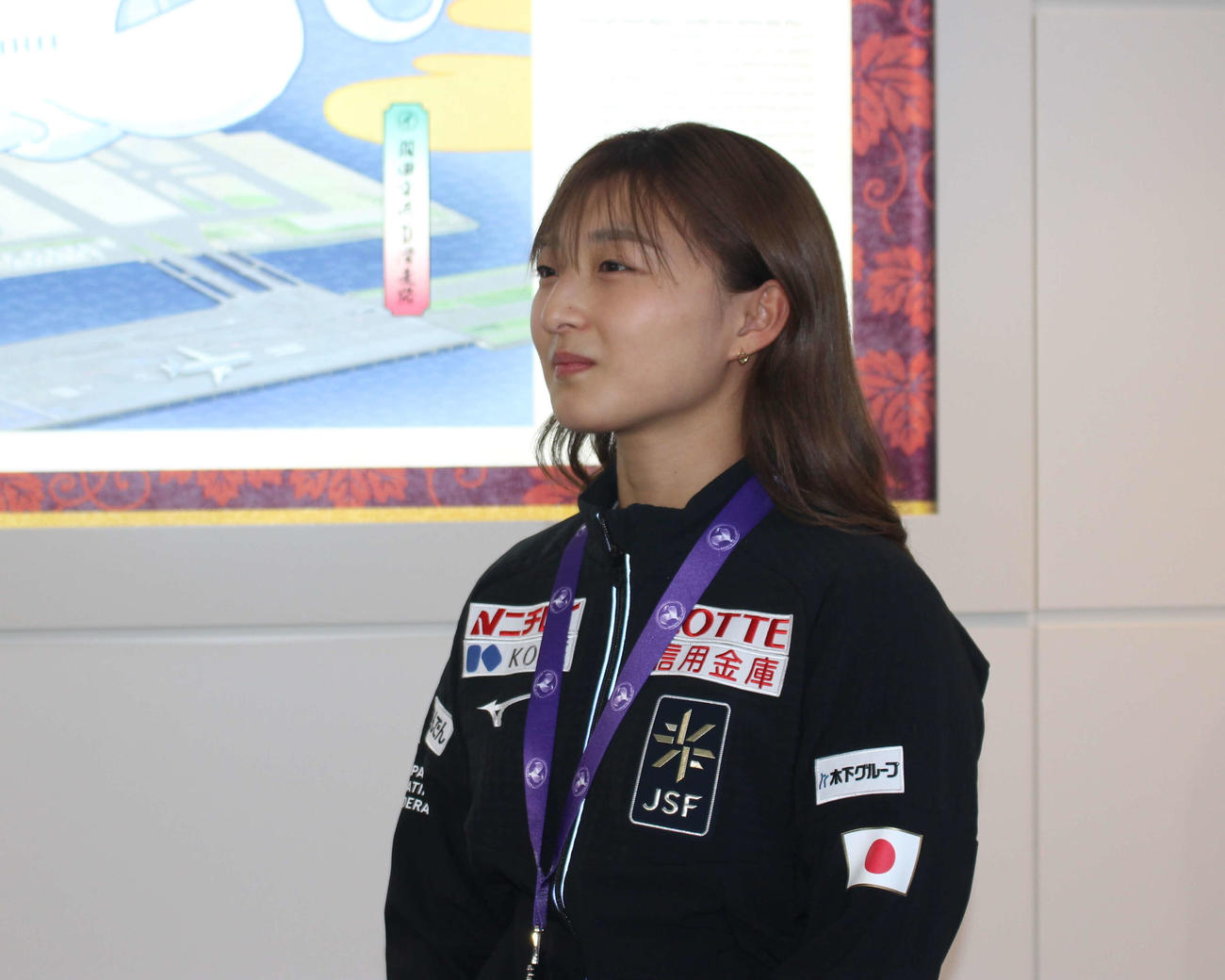 取材に応じる坂本（撮影・勝部晃多）