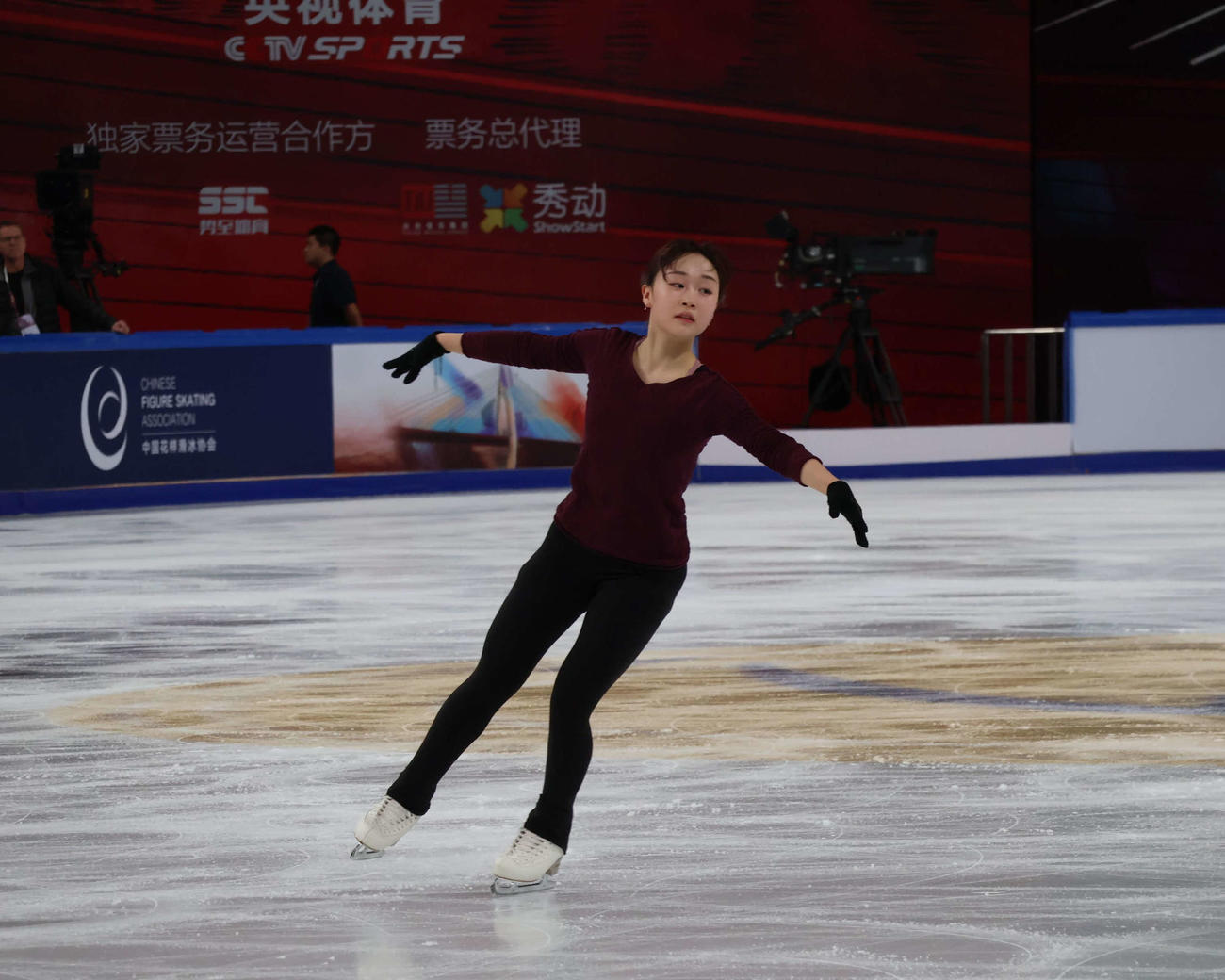 中国杯の公式練習に臨む松生（撮影・勝部晃多）