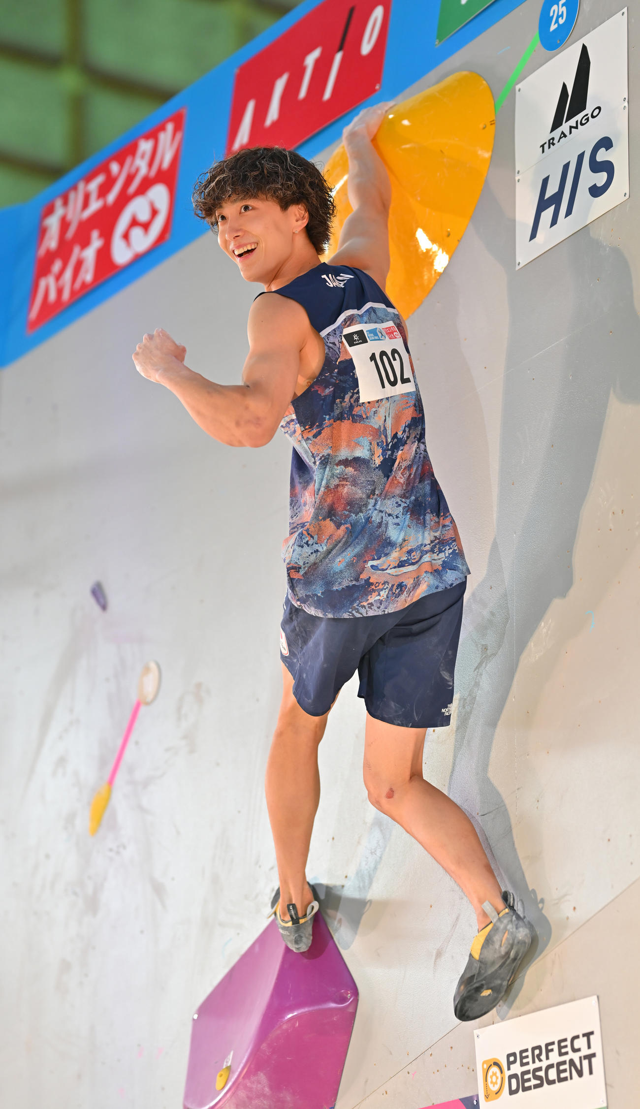 IFSCクライミンググランドファイナルズ福岡2025のボルダー予選に出場した天笠颯太（C）CB／Sutterz