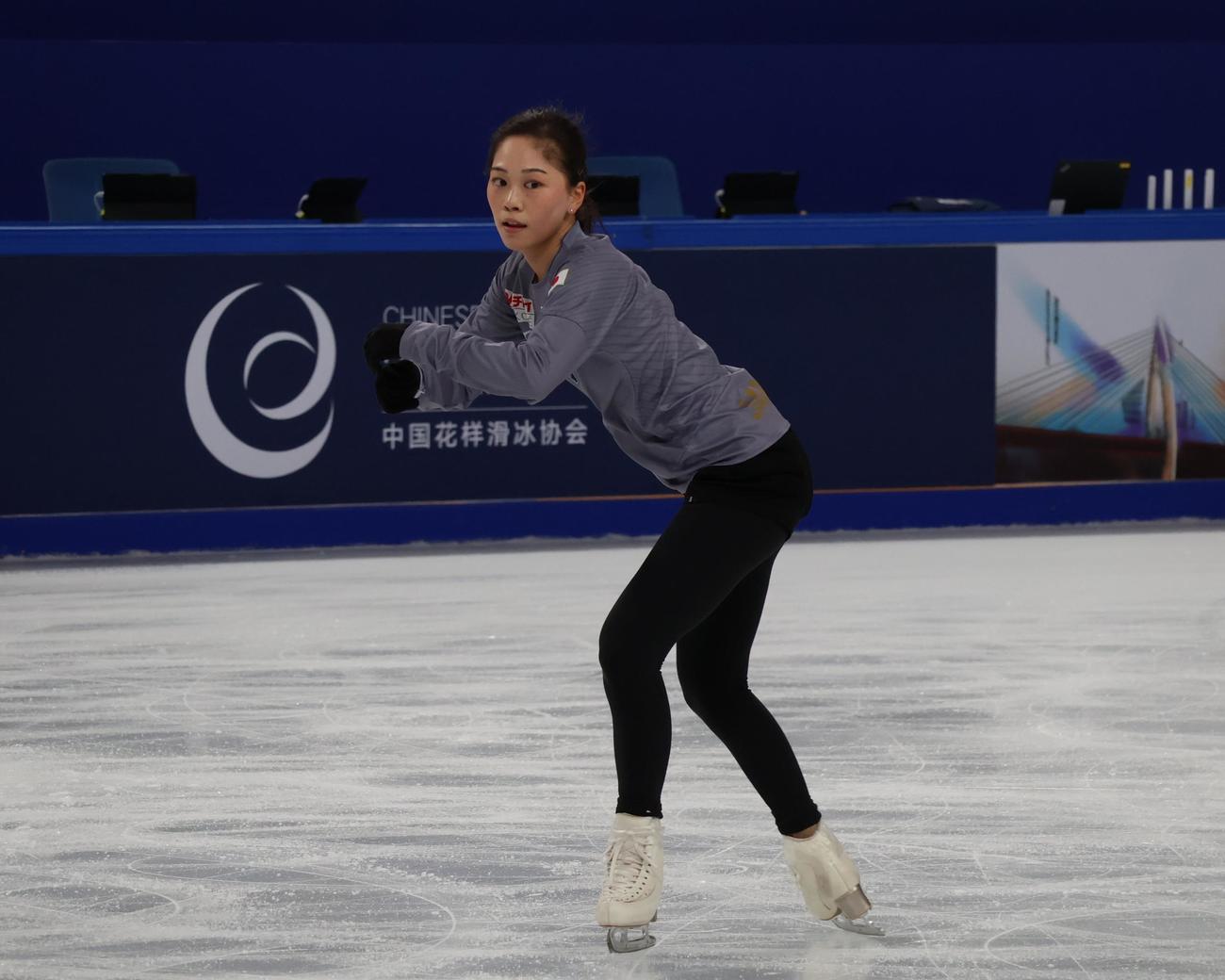 中国杯の公式練習に臨む吉田（撮影・勝部晃多）