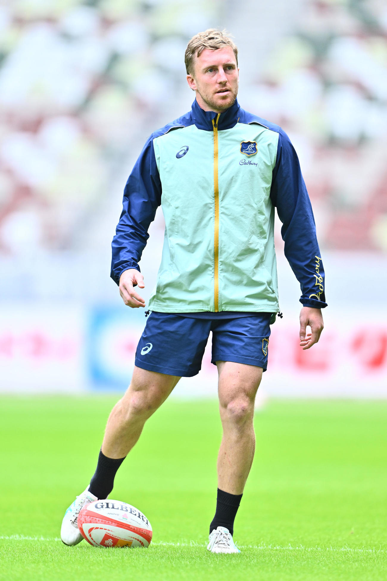 試合前日練習で調整するオーストラリアのハリー・ポッター（撮影・滝沢徹郎）