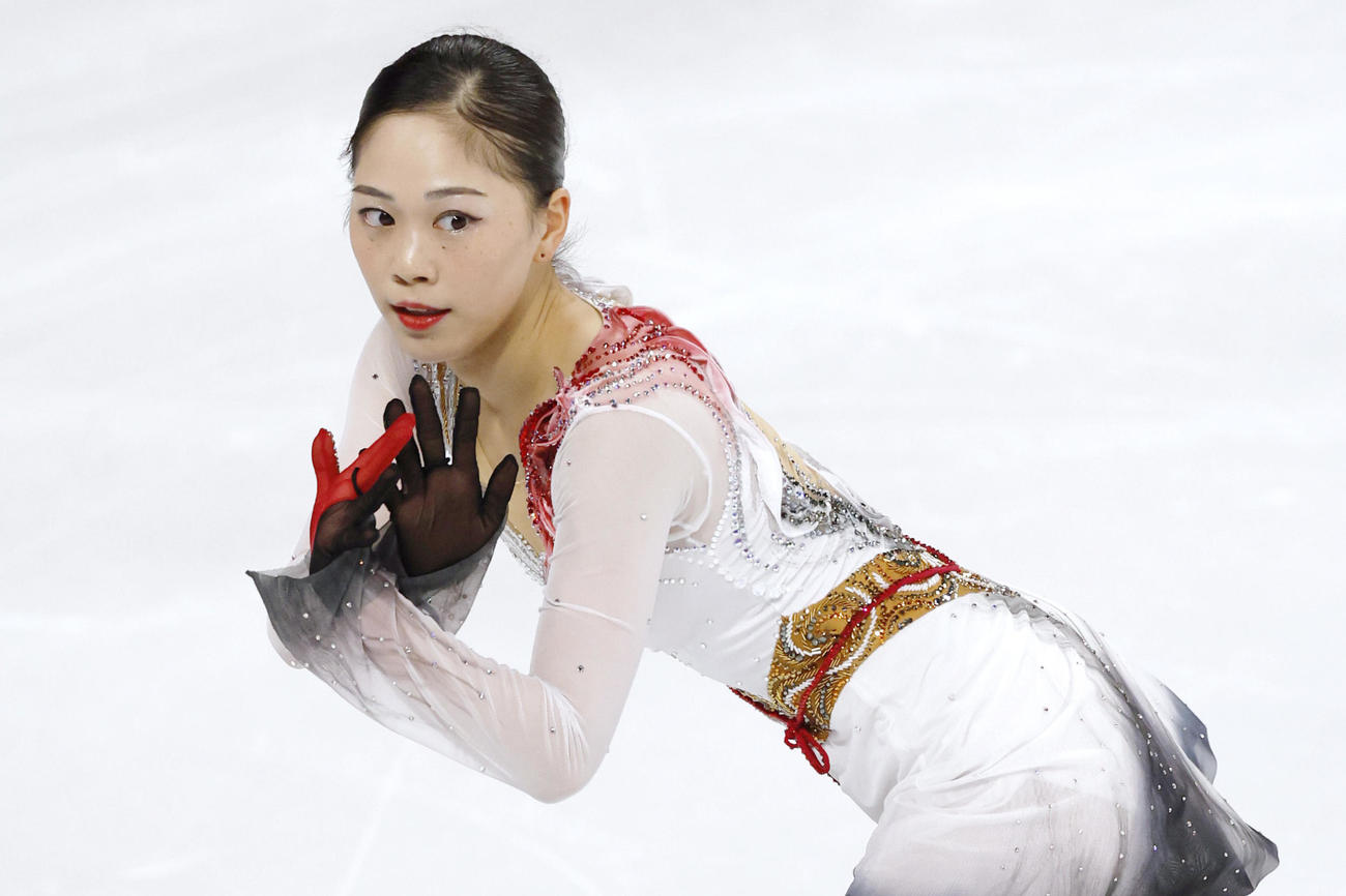 フリーの演技を披露する吉田陽菜（共同）