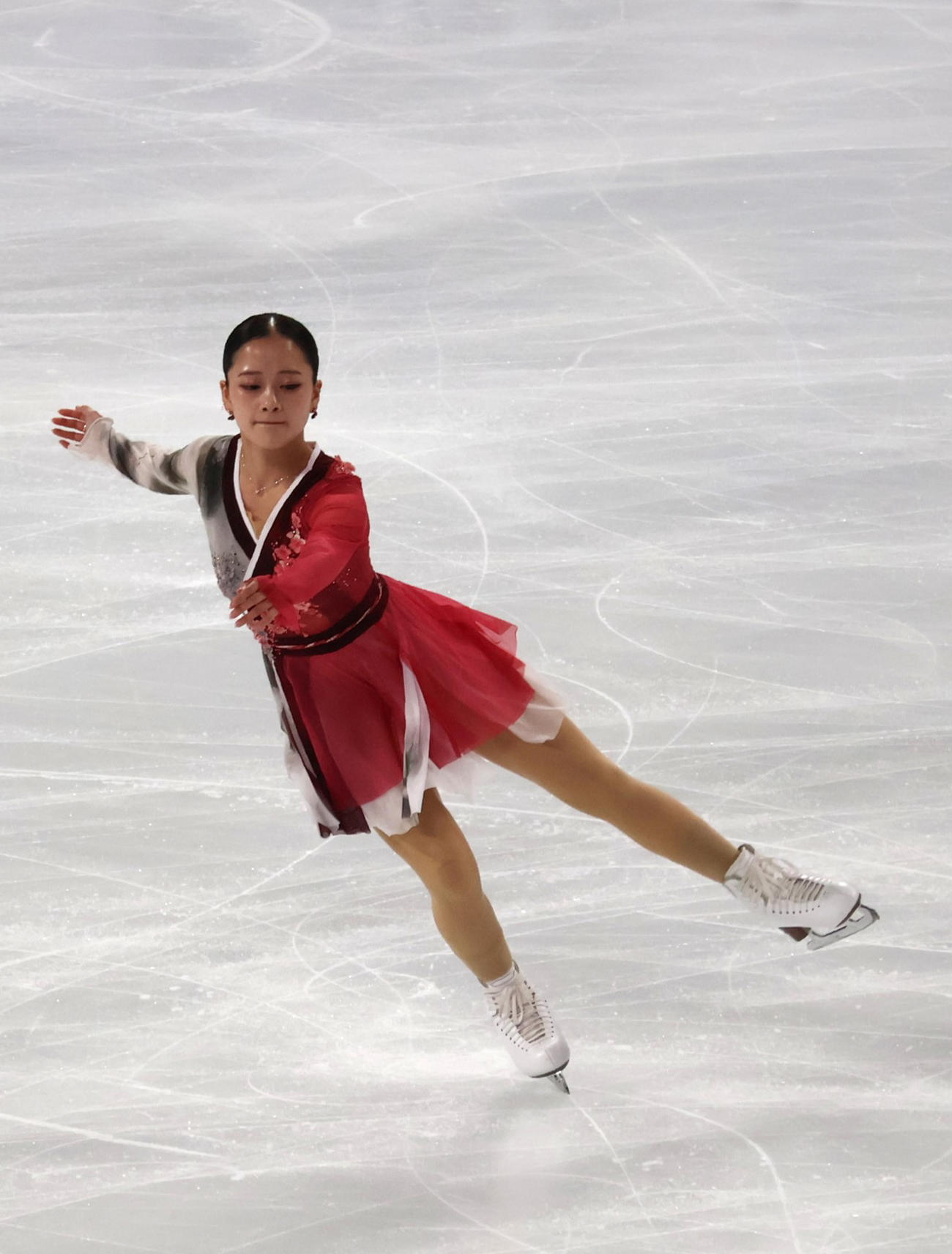 中国杯フリーの6分間練習に臨む渡辺（撮影・勝部晃多）