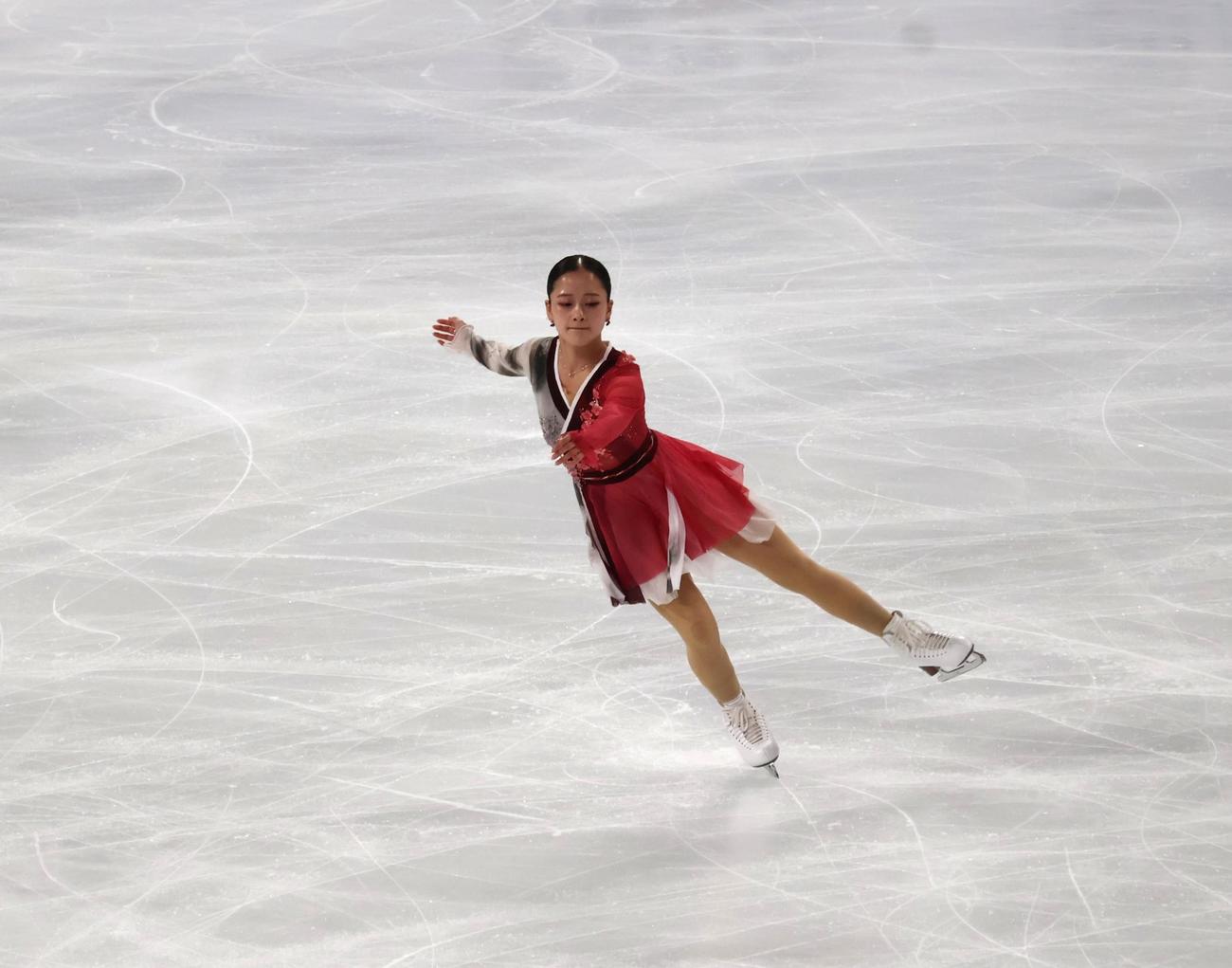 中国杯フリーの6分間練習に臨む渡辺（撮影・勝部晃多）
