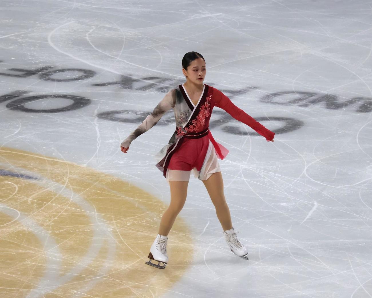 中国杯フリーの6分間練習に臨む渡辺（撮影・勝部晃多）