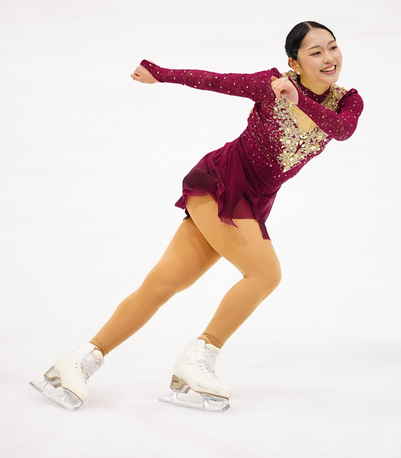 女子フリーの演技をする江川（撮影・垰建太）