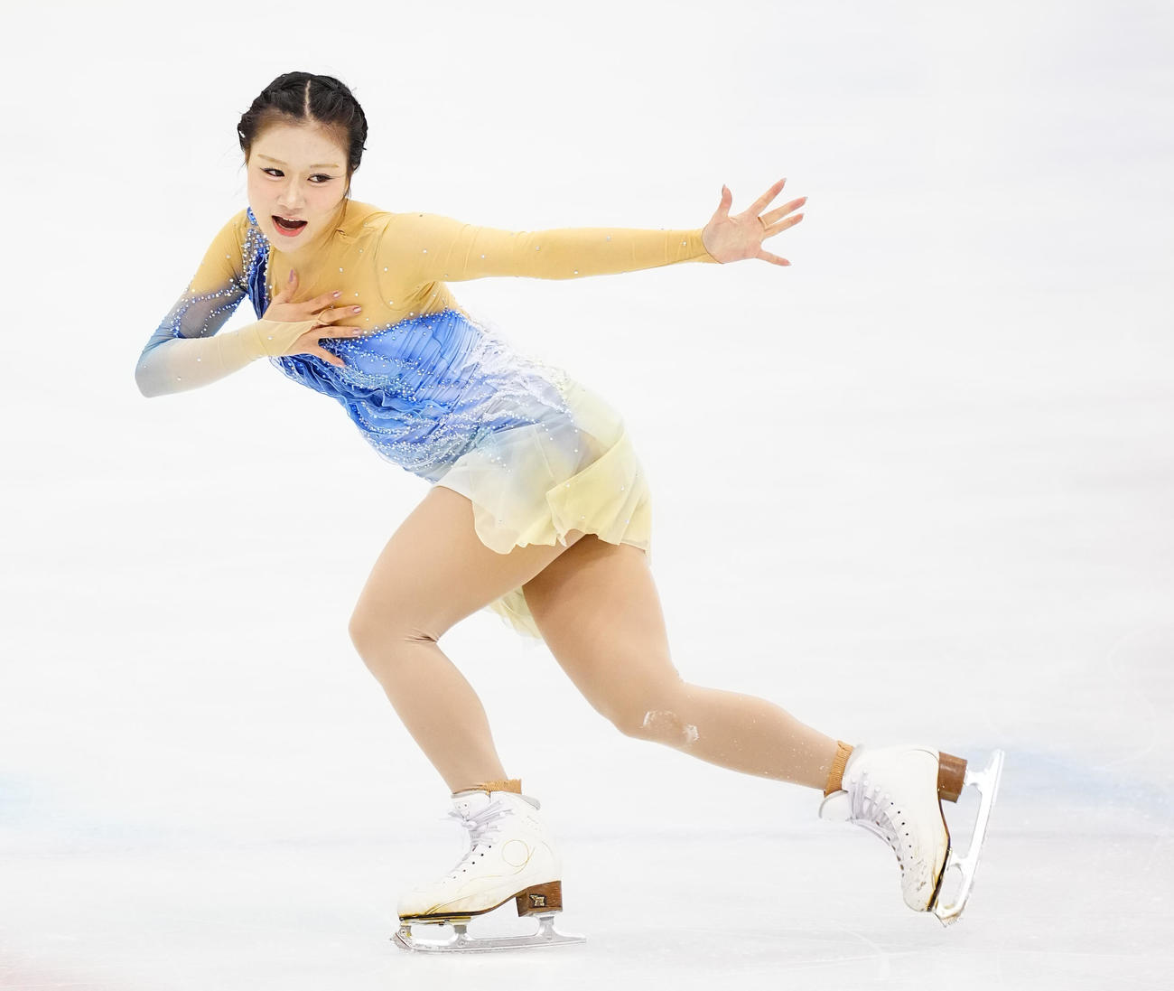 女子フリーの演技をする河辺（撮影・垰建太）