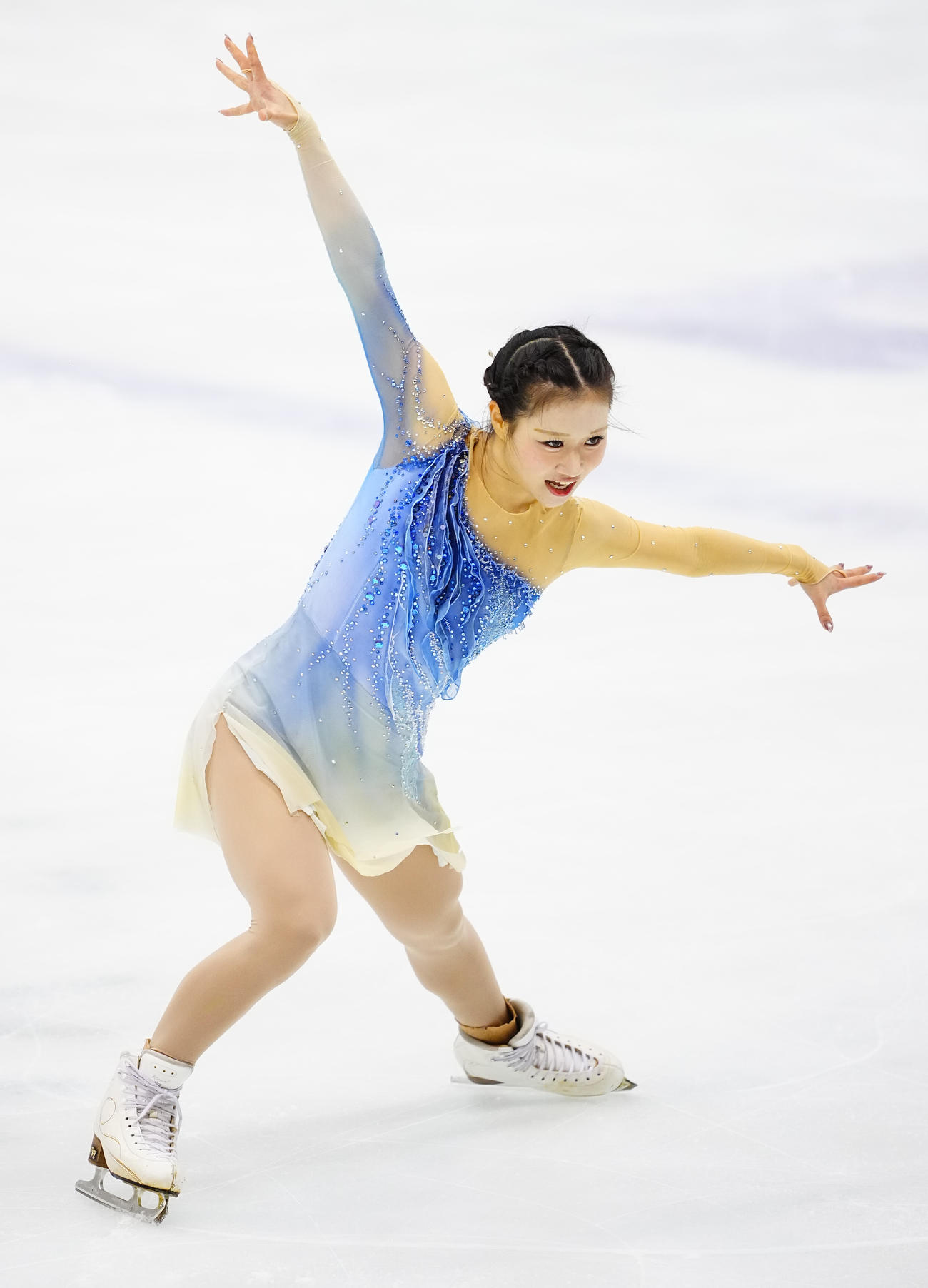 女子フリーの演技をする河辺（撮影・垰建太）
