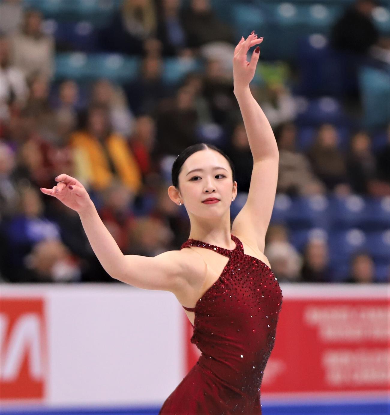 GPシリーズ第3戦スケートカナダ　女子SPで演技を披露する青木（撮影・藤塚大輔）