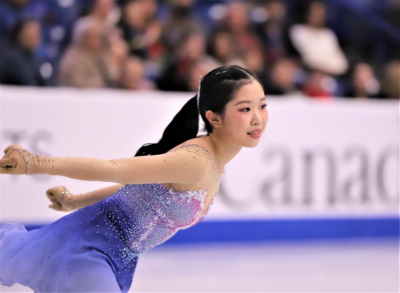 GPシリーズ第3戦スケートカナダ　女子フリーで演技を披露する中井（撮影・藤塚大輔）