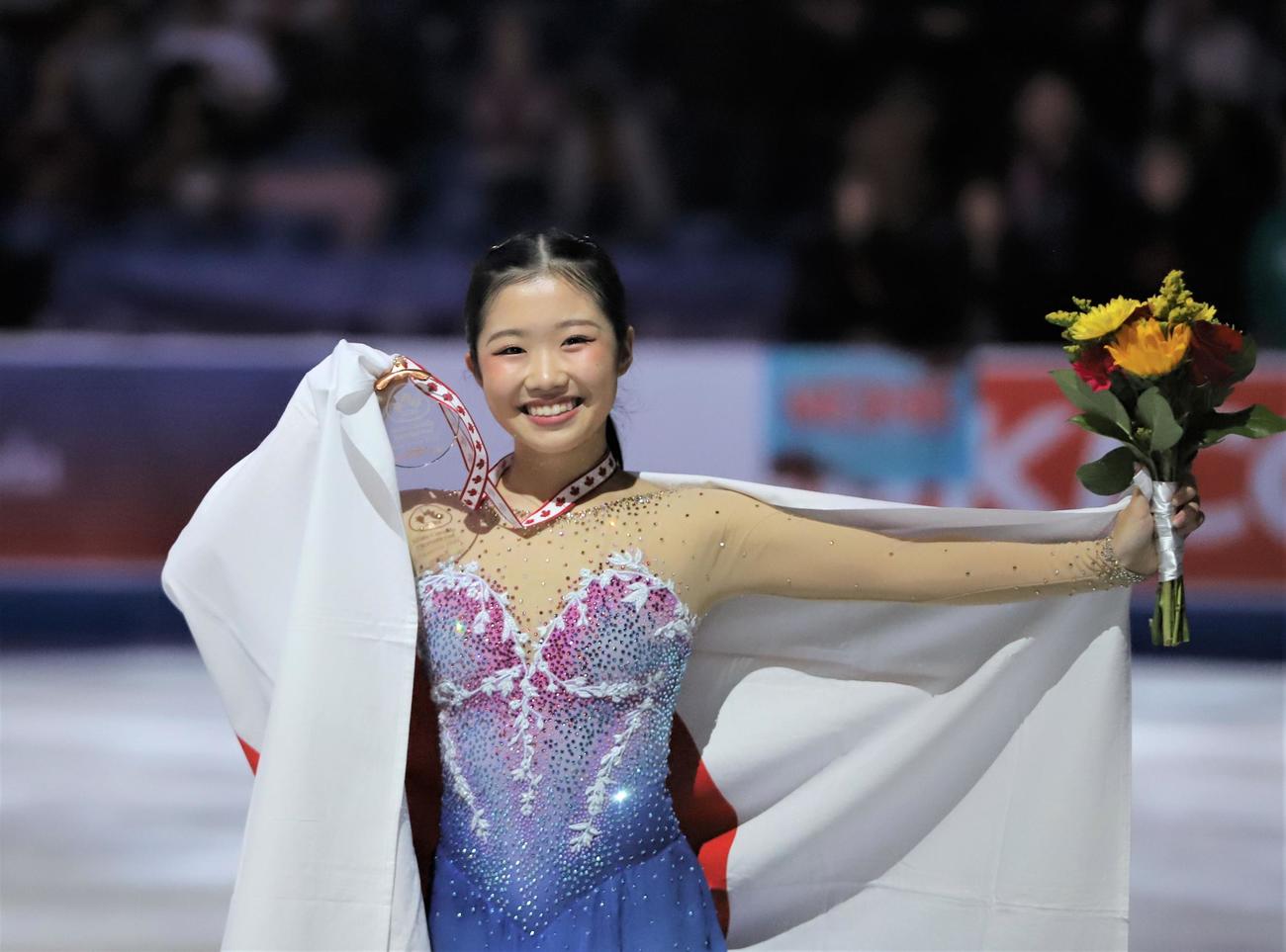 GPシリーズ第3戦スケートカナダ　女子で銅メダルを獲得した中井（撮影・藤塚大輔）