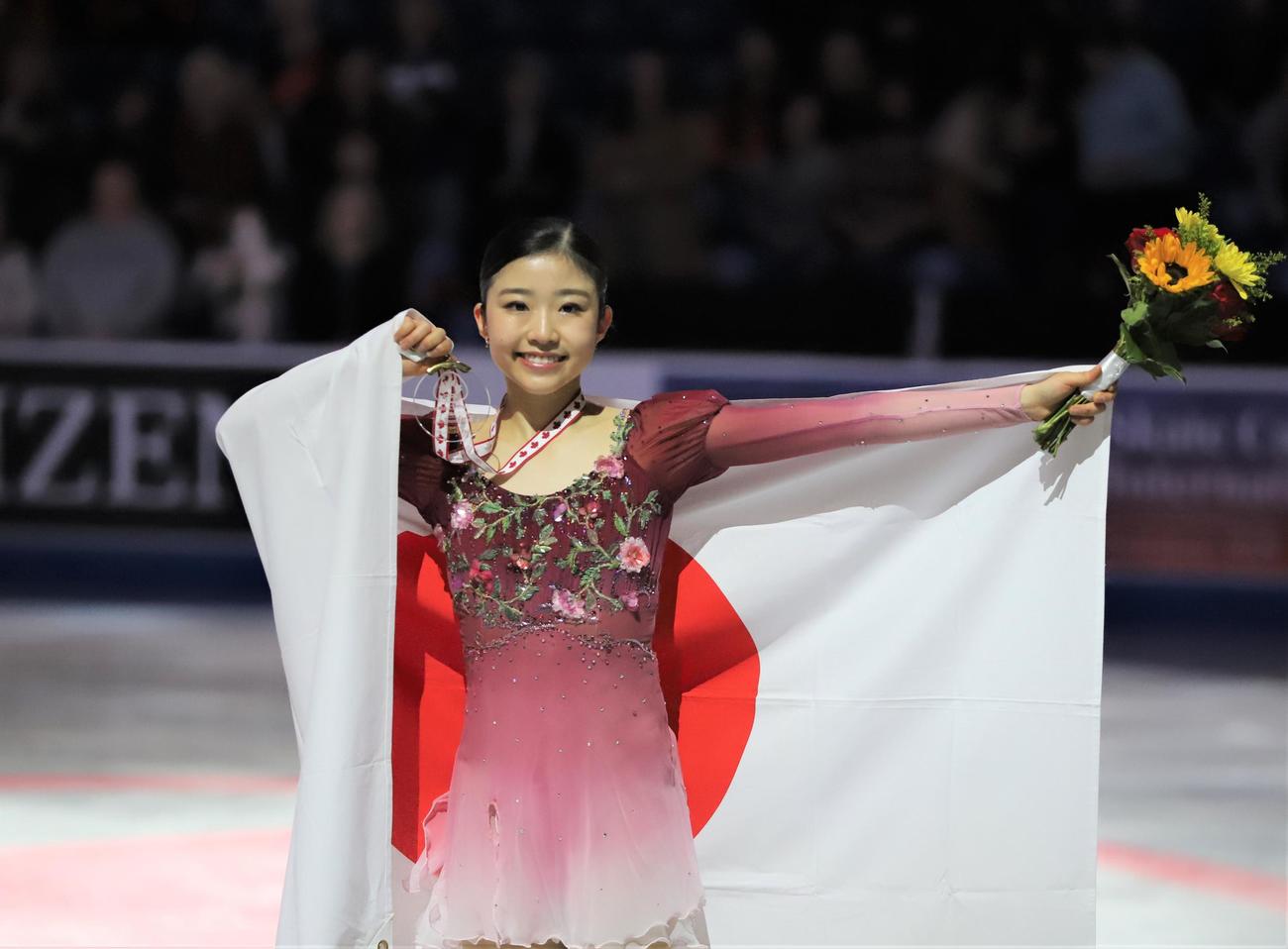 GPシリーズ第3戦スケートカナダ　女子で優勝した千葉（撮影・藤塚大輔）