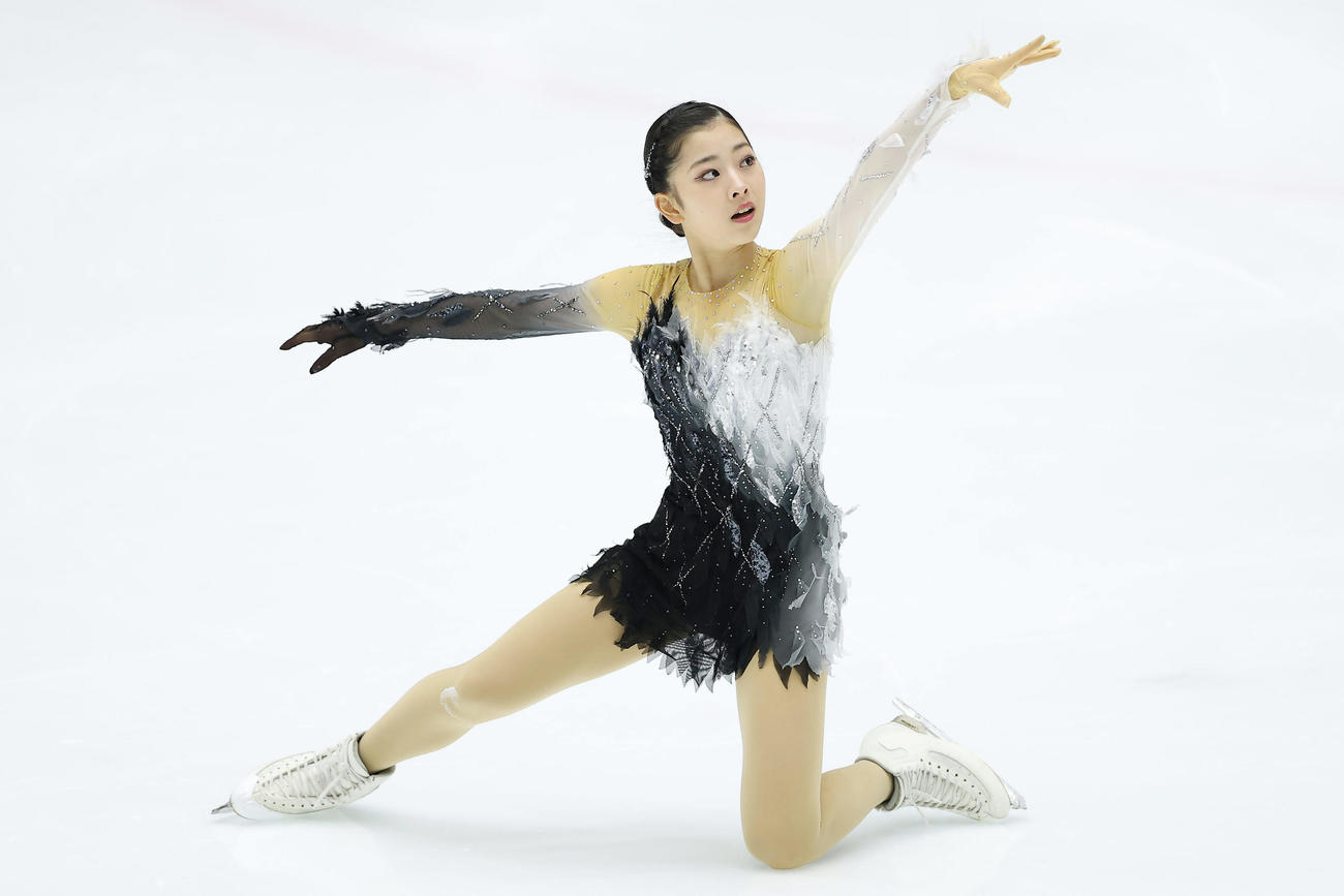 ジュニア女子フリーで演技する一貫田（撮影・前田充）