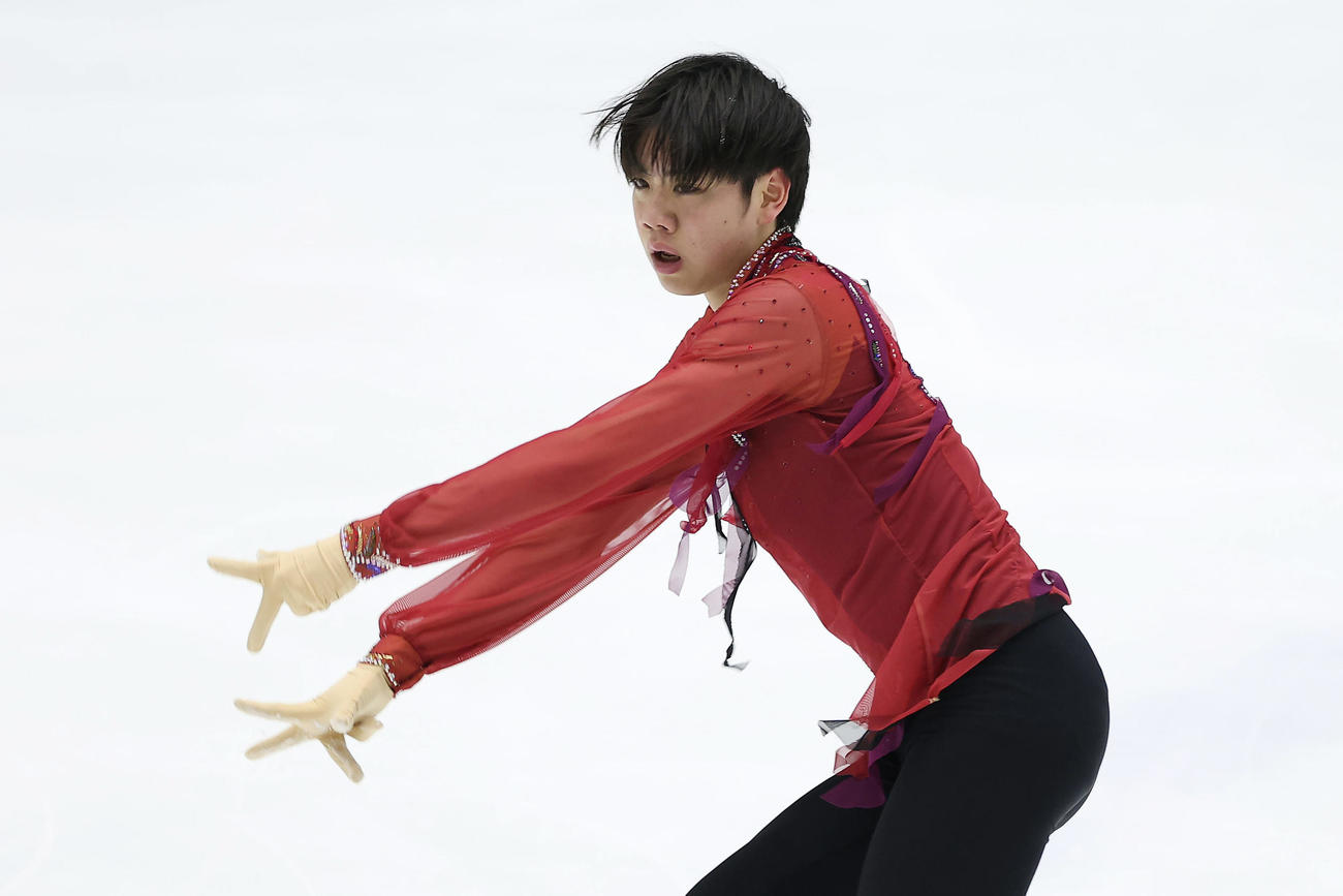 ジュニア男子フリーで演技する田内（撮影・前田充）