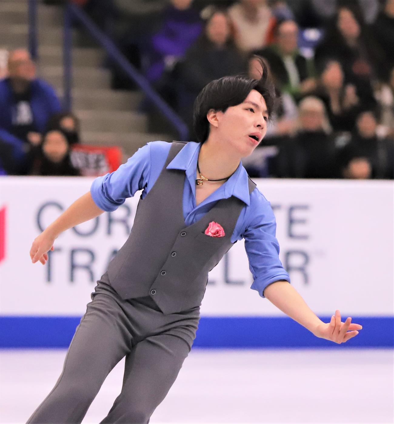 GPシリーズ第3戦スケートカナダ　男子フリーで演技を披露する三浦（撮影・藤塚大輔）