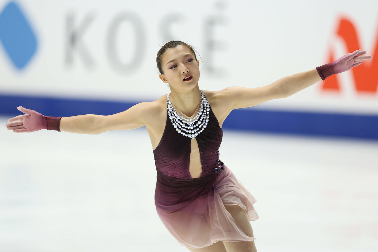 女子フリーで演技する坂本（撮影・前田充）