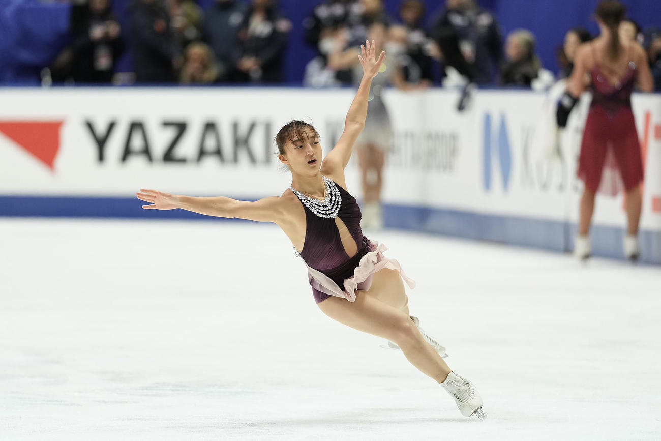 女子フリーに向け練習に臨む坂本（撮影・前田充）