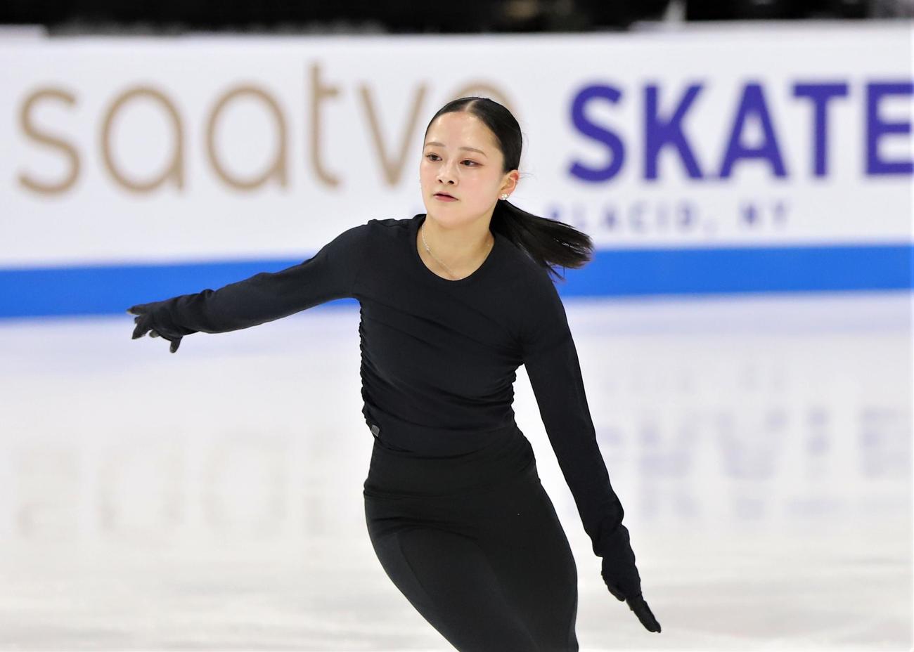 GPシリーズ・スケートアメリカ　開幕前日の公式練習で調整する渡辺（撮影・藤塚大輔）