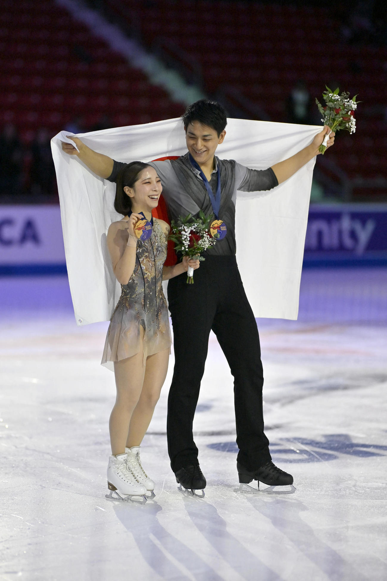 GPシリーズ・スケートアメリカ　逆転で優勝した三浦、木原組（Ed Wolfstein-Imagn Images＝ロイター）