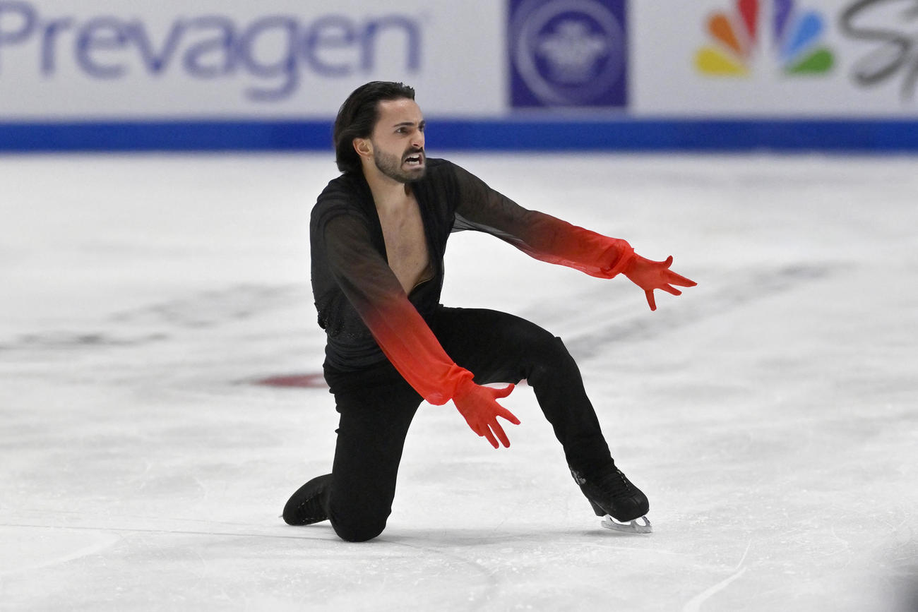GPシリーズ・スケートアメリカ　男子優勝のケビン・エイモズ（Ed Wolfstein-Imagn Images＝ロイター）