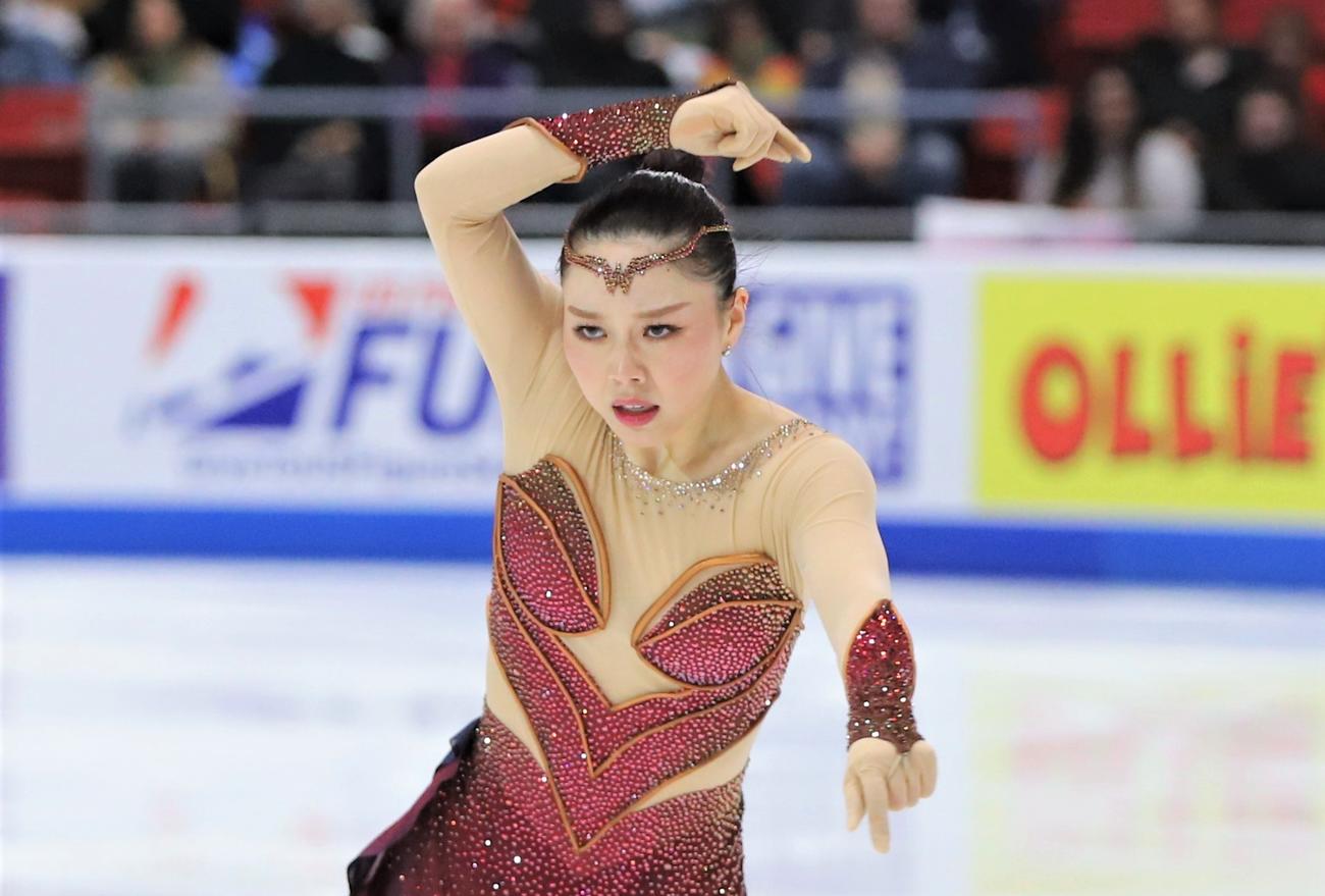 GPシリーズ・スケートアメリカ　女子フリーで演技を披露する樋口（撮影・藤塚大輔）