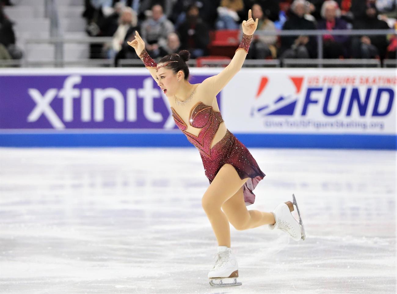 GPシリーズ・スケートアメリカ　女子フリーで演技を披露する樋口（撮影・藤塚大輔）