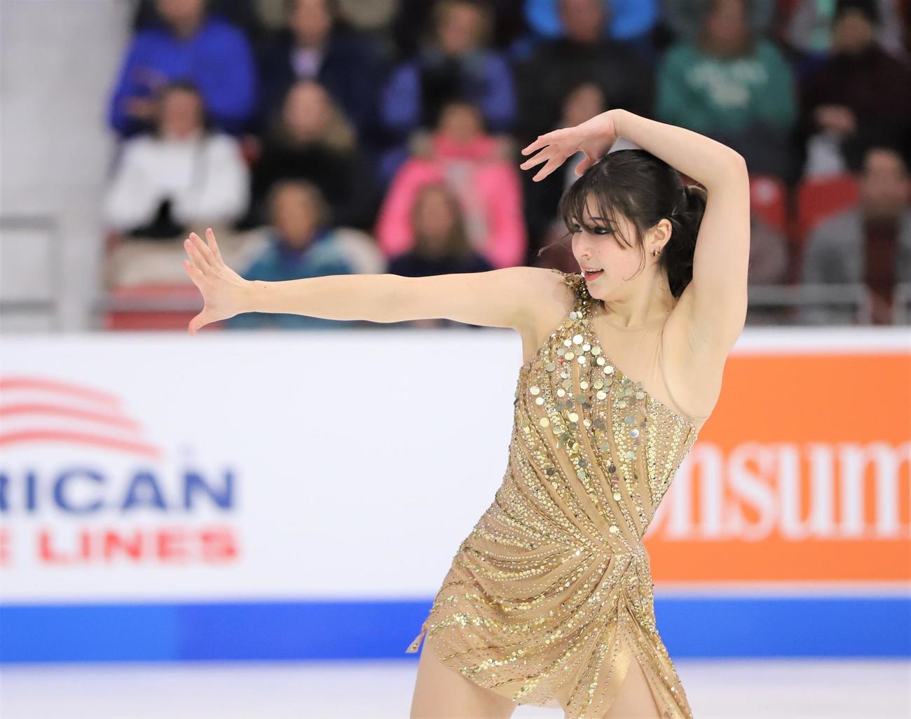 GPシリーズ・スケートアメリカ　女子フリーで演技を披露するアリサ・リウ（撮影・藤塚大輔）