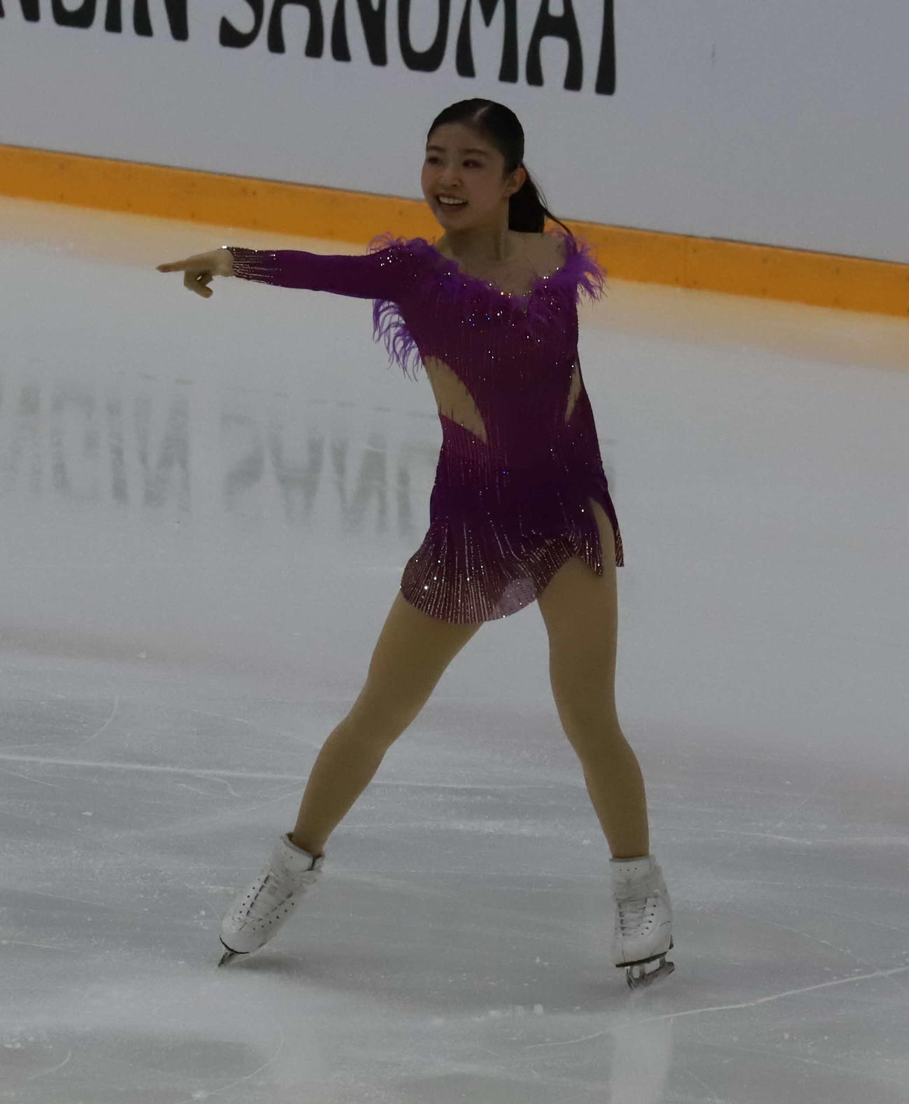 GPフィンランド大会女子SP　演技を披露する千葉百音（撮影・松本航）