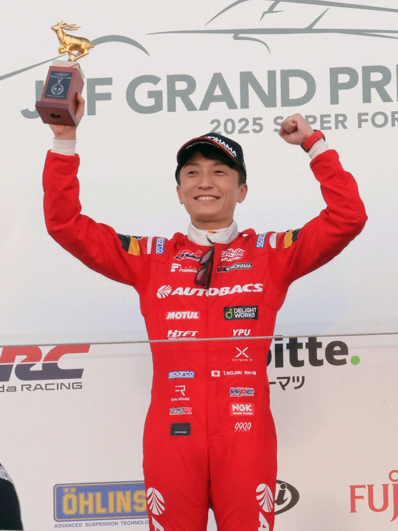 スーパーフォーミュラ第11戦で優勝したチーム無限の野尻智紀（撮影・宮崎幸一）