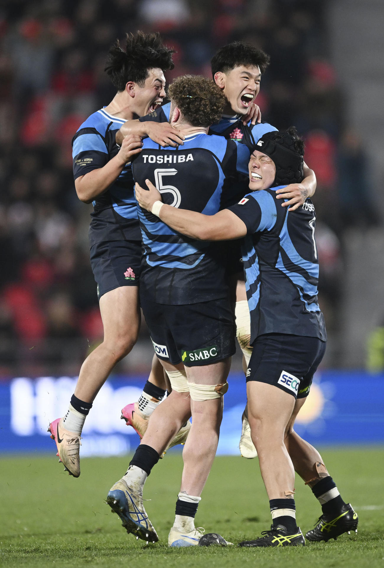 ジョージアに勝利した日本代表（c）JRFU（共同）