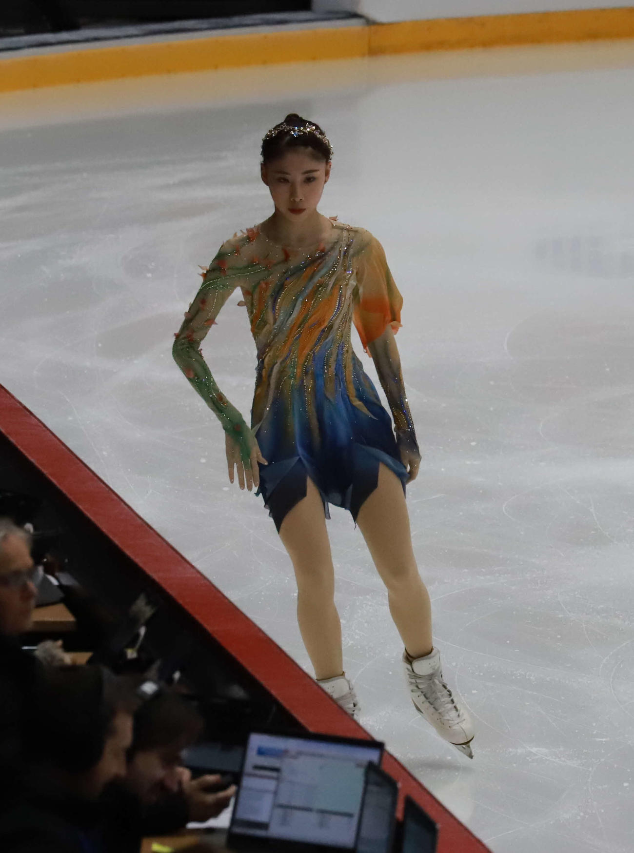 GPフィンランド大会女子フリー　演技に向けて準備する住吉りをん（撮影・松本航）