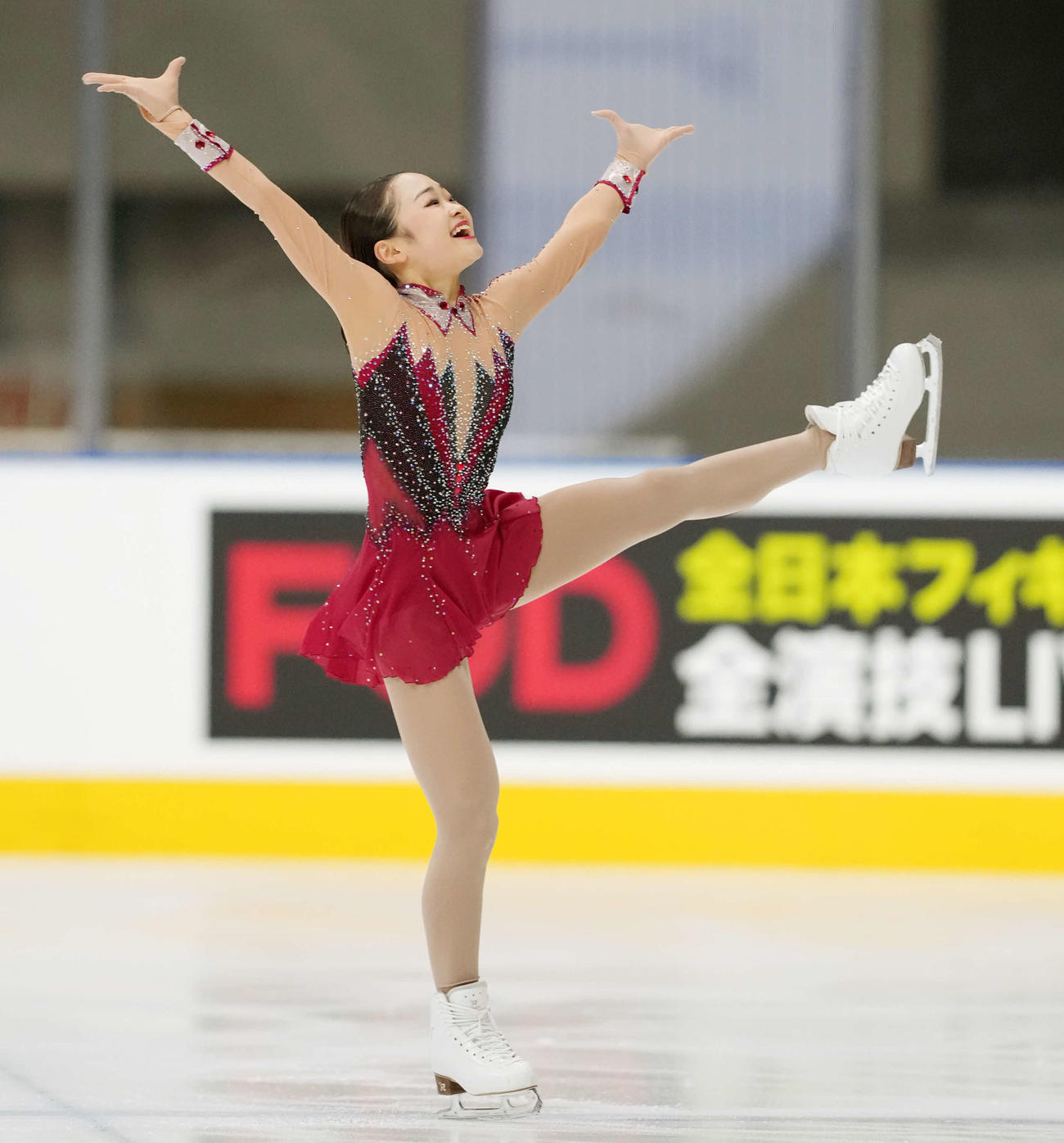 ジュニア女子SPの演技をする島田（撮影・小島史椰）